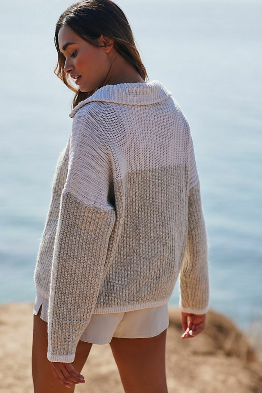 Activewear * | Best Pirce Varley Willard Knit Half-Zip Sweater Pearl