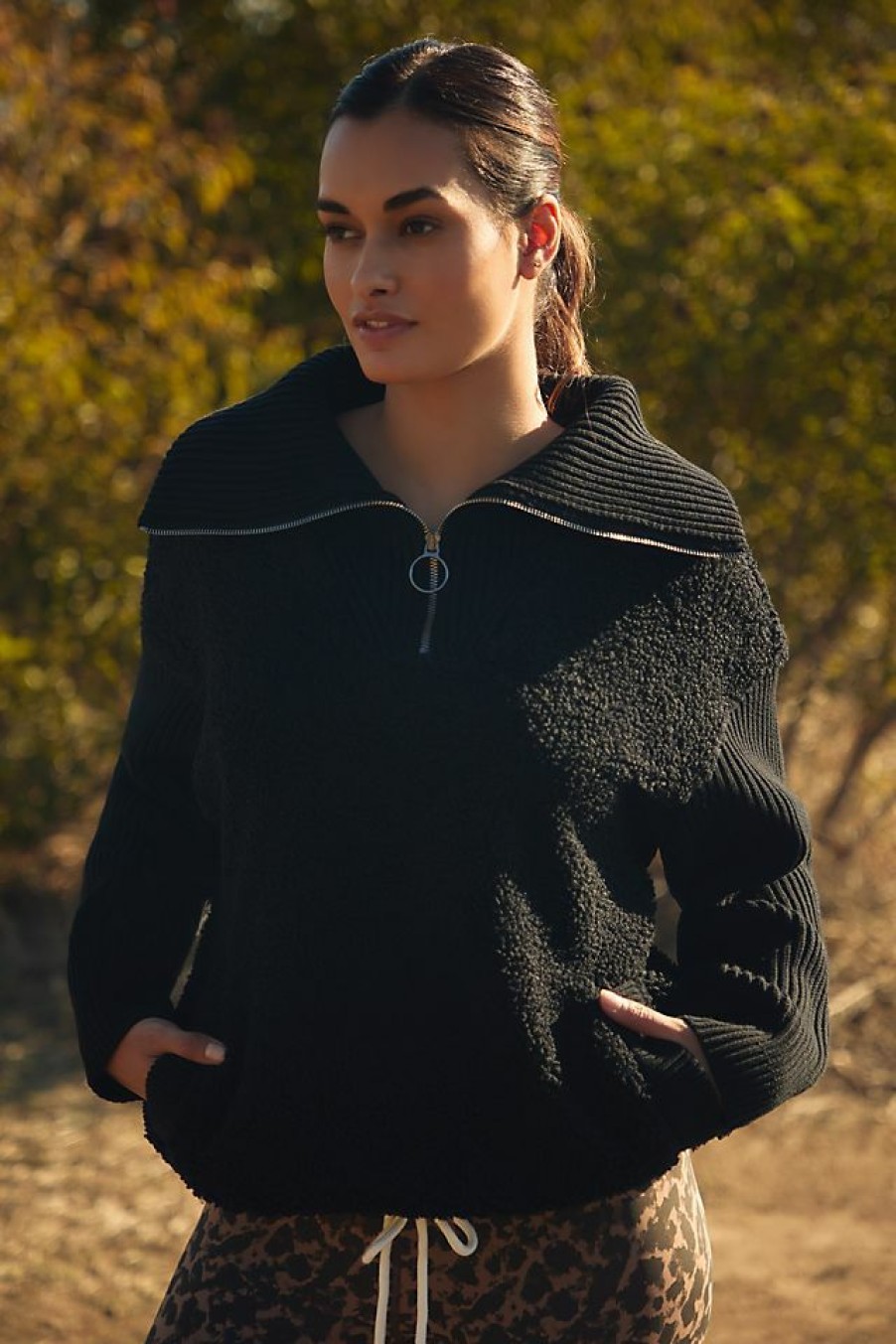 Activewear * | Budget Varley Rogers Half-Zip Sweater Black