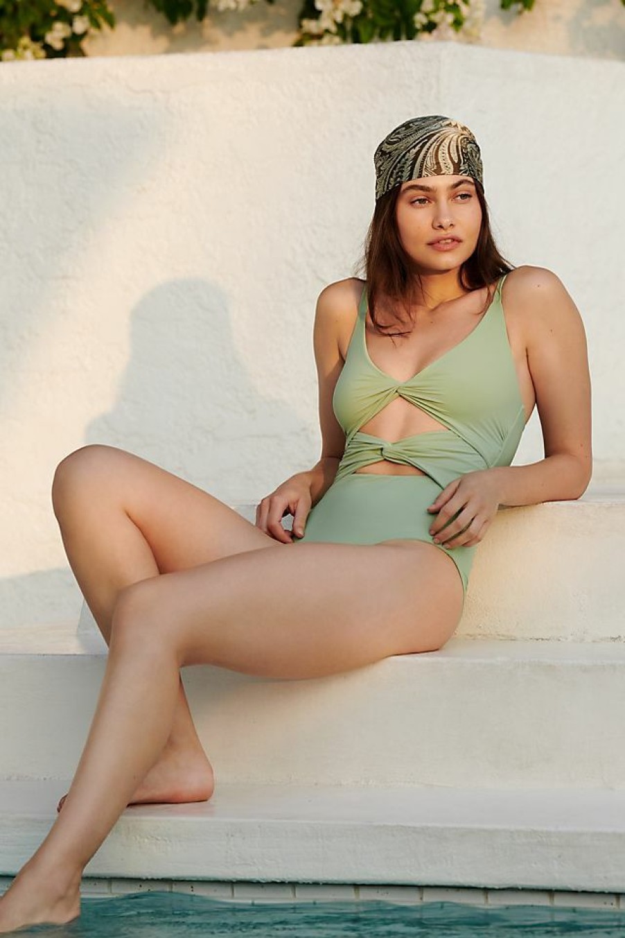 Getaway & Resort Wear * | Best Reviews Of Malai Willowing Green Thea One-Piece Swimsuit Guacamole