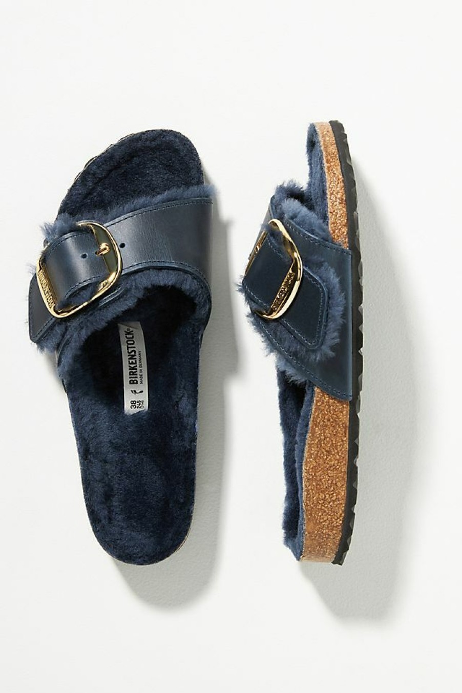 Getaway & Resort Wear * | Best Deal Birkenstock Madrid Big Buckle Shearling Sandals Khaki