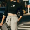 Activewear * | Top 10 Year Of Ours Cropped Ski Sweater Black