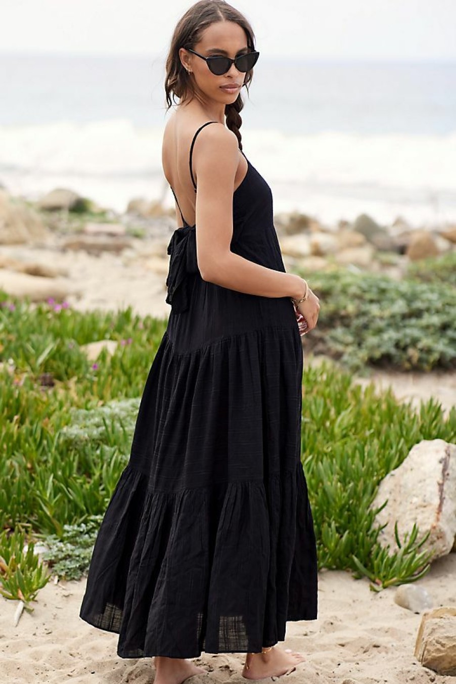 Getaway & Resort Wear * | Promo Lspace Santorini Cover-Up Midi Dress Black