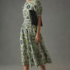 Getaway & Resort Wear * | Deals The Odells Smocked Puff-Sleeve Dress Green