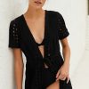 Getaway & Resort Wear * | Buy Solid & Striped Sarah Eyelet Cover-Up Mini Dress Blackout