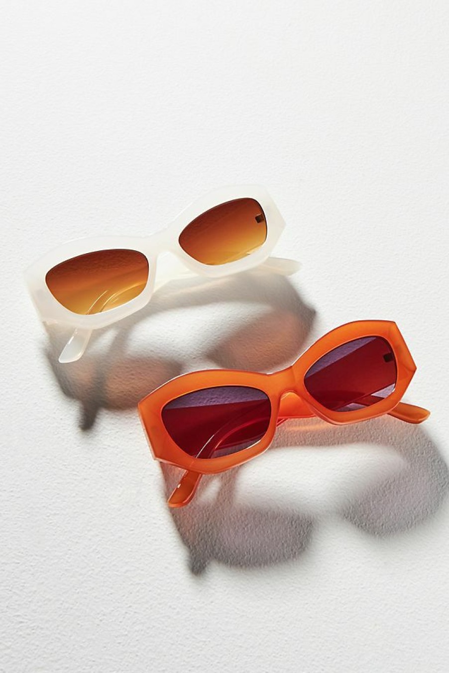 Getaway & Resort Wear * | Cheapest By Anthropologie Chunky Angular Sunglasses Orange