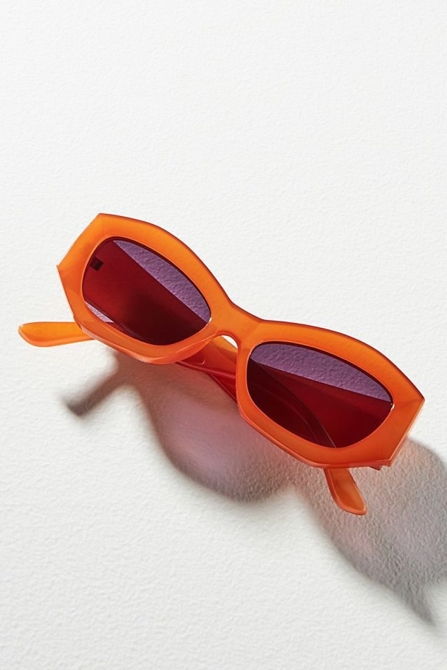 Getaway & Resort Wear * | Cheapest By Anthropologie Chunky Angular Sunglasses Orange