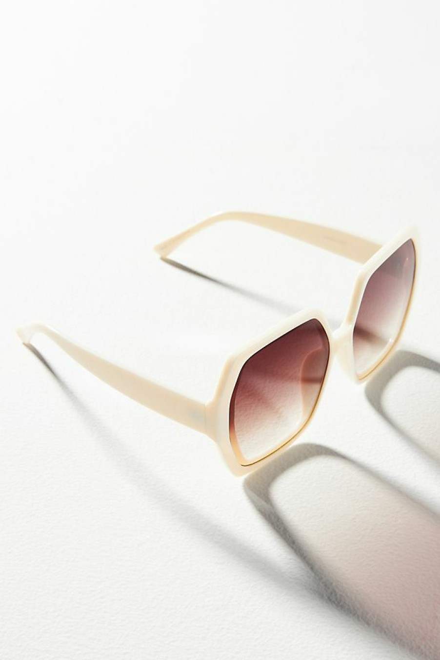 Getaway & Resort Wear * | Cheap By Anthropologie Hexagon Sunglasses Cream