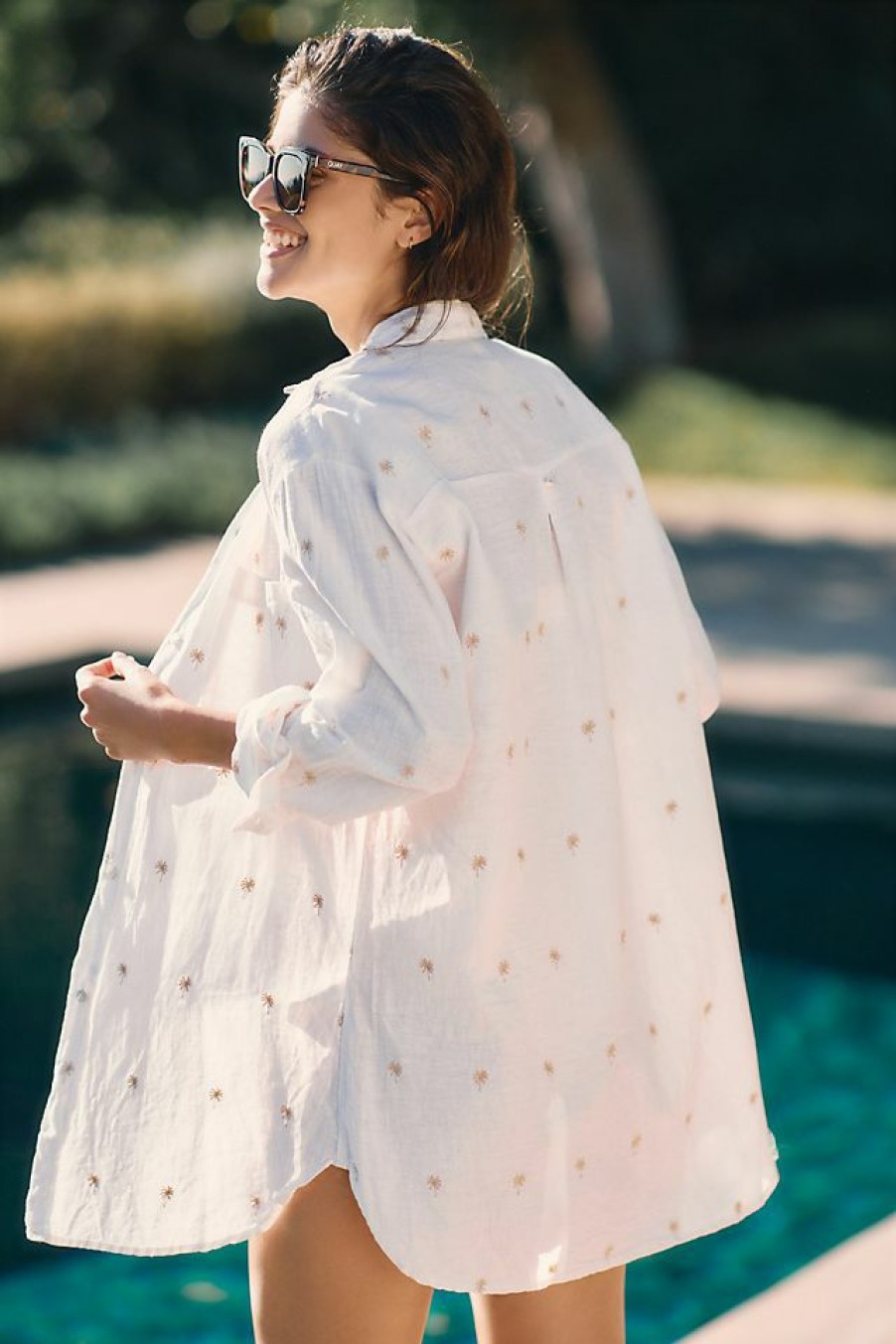 Getaway & Resort Wear * | Cheap Malai Palmette Oversized Buttondown White