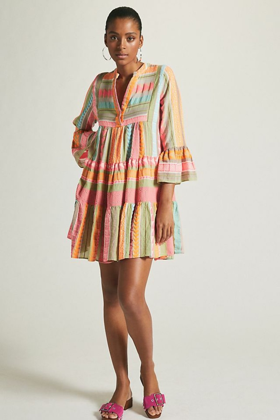 Getaway & Resort Wear * | Coupon Devotion Twins Embroidered Ella Tunic Dress Coral