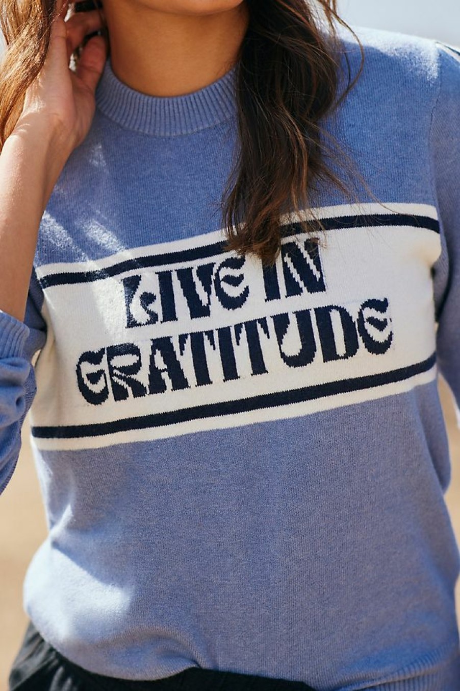 Activewear * | Coupon Spiritual Gangster Live In Gratitude Classic Sweater Iris Blue