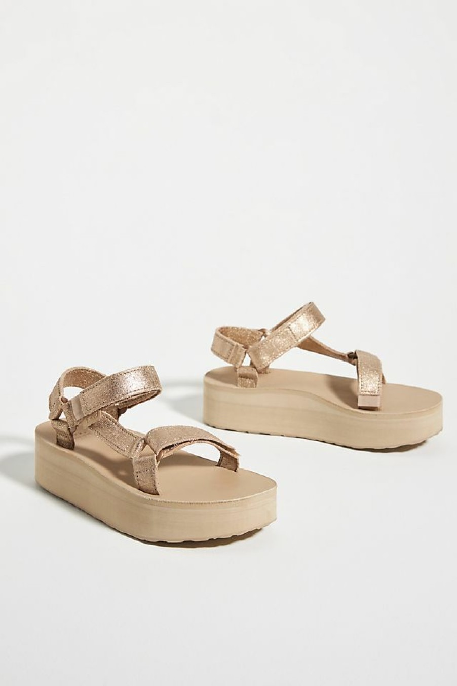 Getaway & Resort Wear * | Best Deal Teva Flatform Universal Leather Sandals Neutral