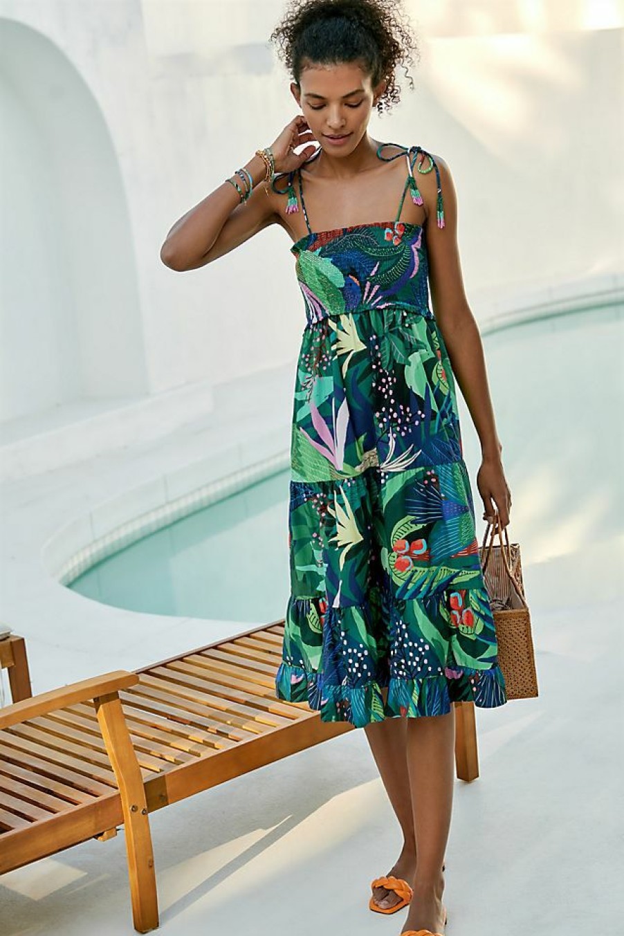 Getaway & Resort Wear * | Promo Farm Rio Tasseled Cover-Up Dress Blue Motif