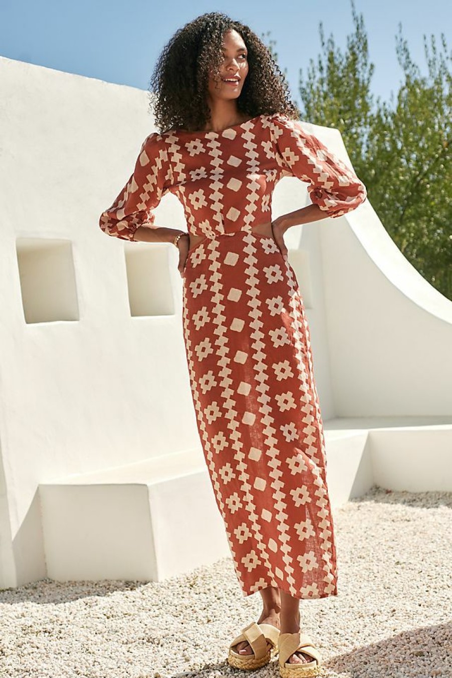 Getaway & Resort Wear * | Flash Sale Encantadore Renata Terraguer Linen Maxi Dress Mango