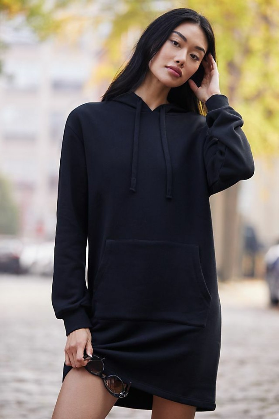 Activewear * | Best Pirce Spiritual Gangster Sueded Fleece Hoodie Dress Black