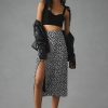 Getaway & Resort Wear * | Wholesale Maeve Slim Side-Slit Midi Skirt Black Motif