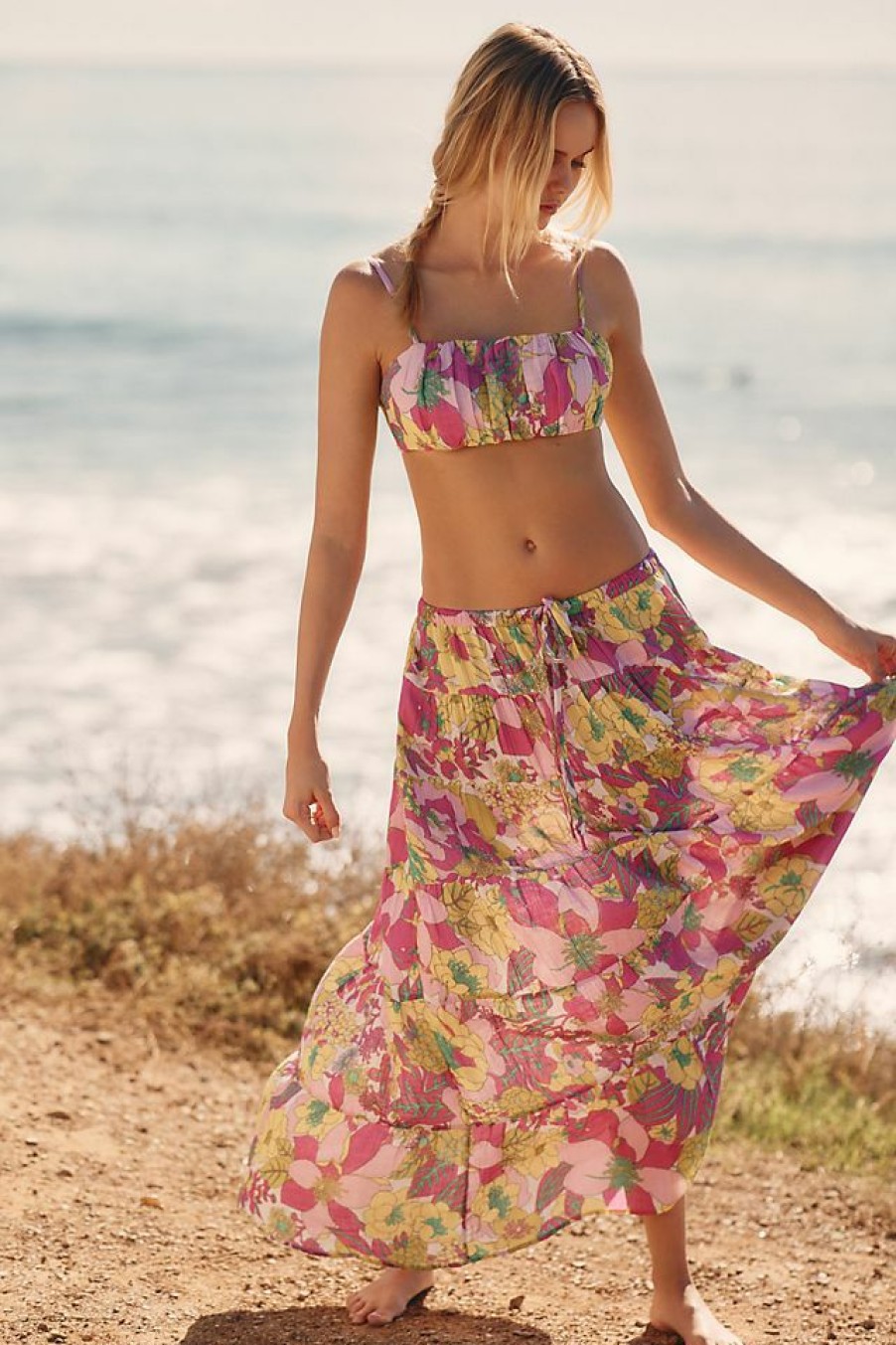 Getaway & Resort Wear * | Deals By Anthropologie Tiered Skirt Pink