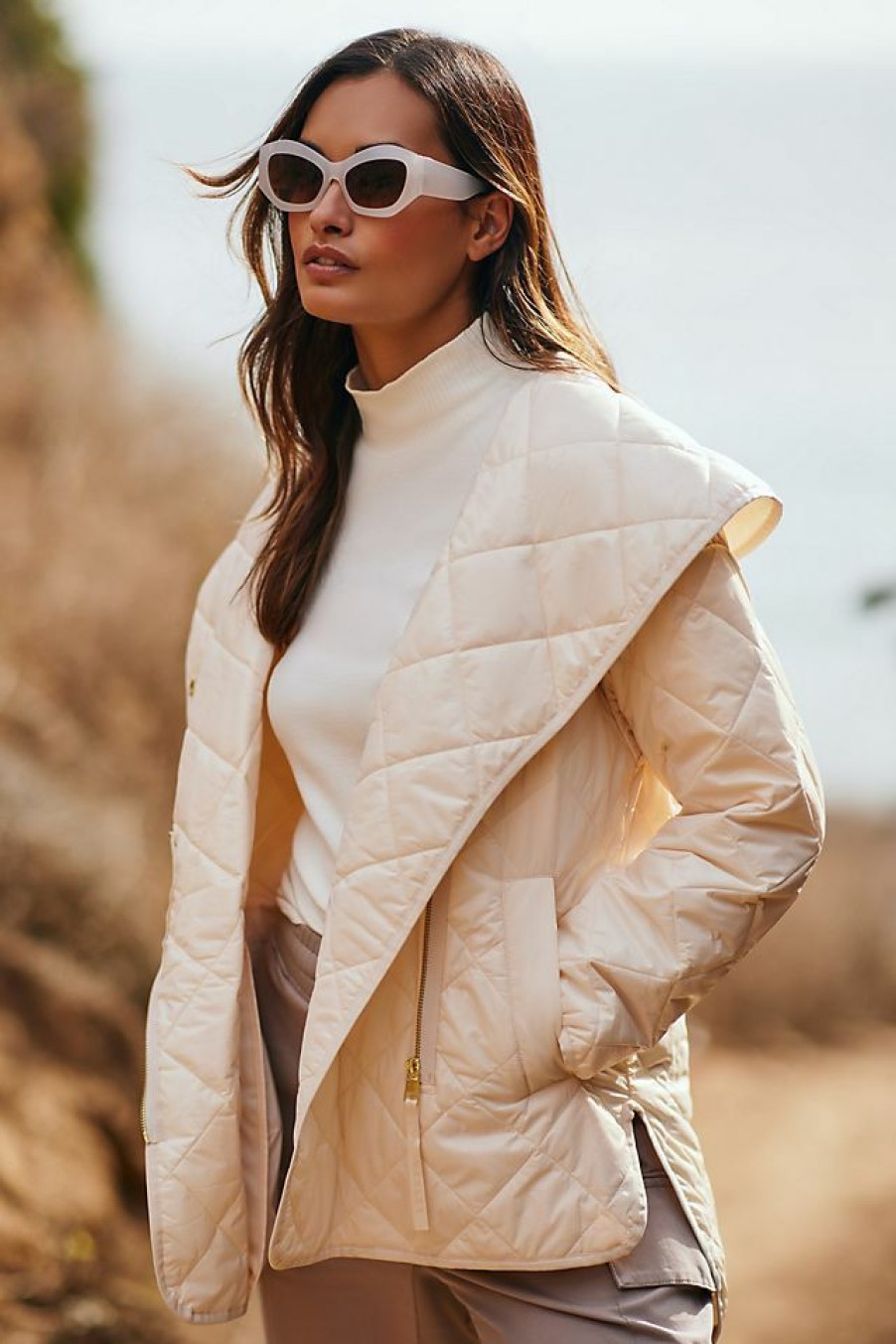 Activewear * | Coupon Varley Foster Quilt Jacket Ivory