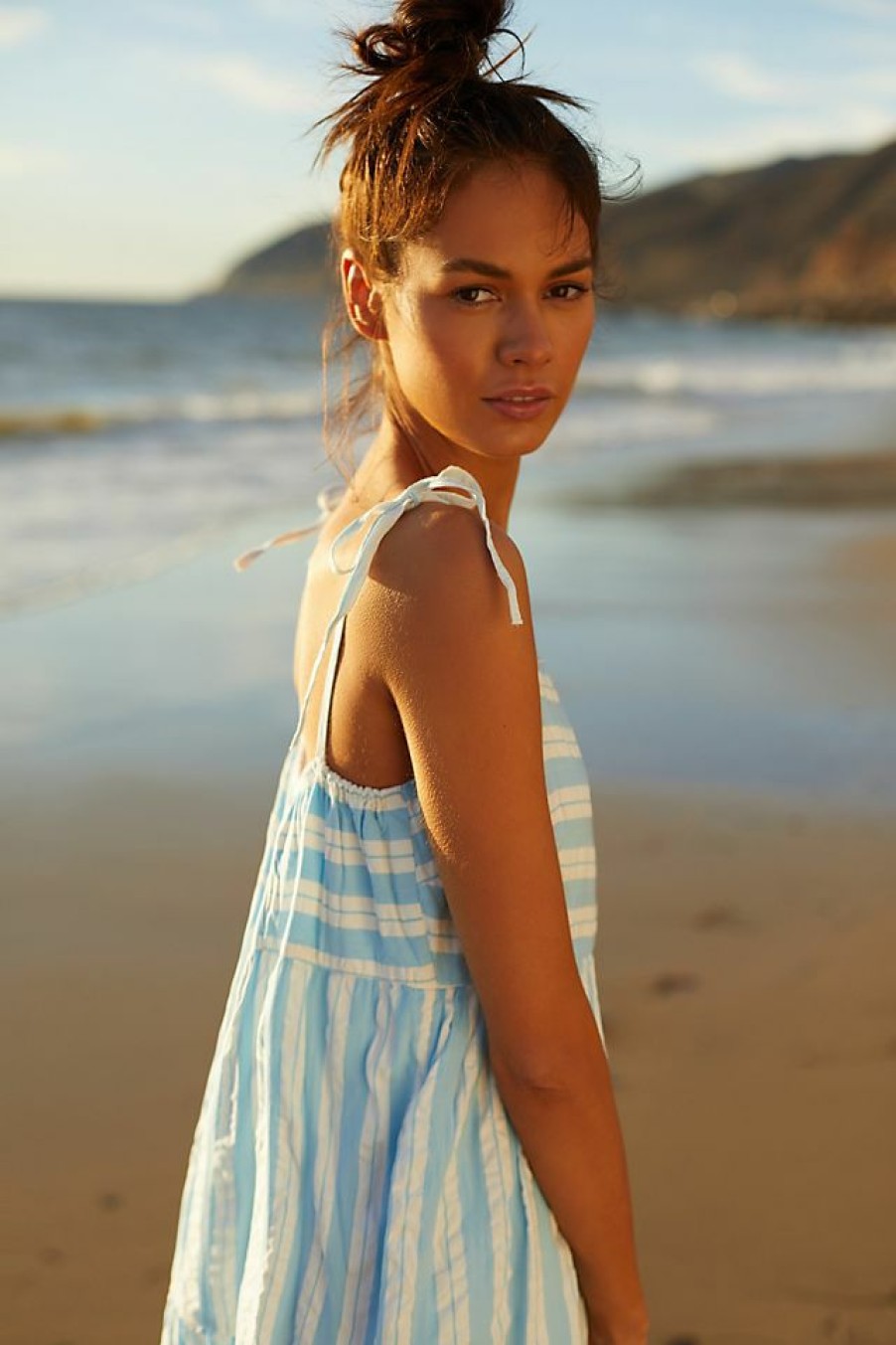 Getaway & Resort Wear * | Hot Sale Seafolly Cabana Shoulder-Tie Dress Sky