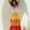 Getaway & Resort Wear * | Outlet By Anthropologie Colorblock Maxi Dress Orange Motif