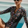 Getaway & Resort Wear * | Budget Carolina K Reefline Rashguard Black