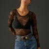 Intimates & Lingerie * | Hot Sale By Anthropologie Lace Bodysuit Black