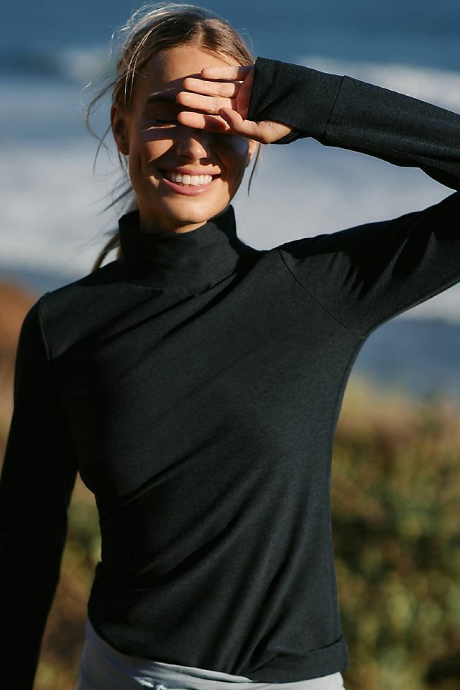 Activewear * | Wholesale Beyond Yoga Spacedye Captivating Turtleneck Pullover Black