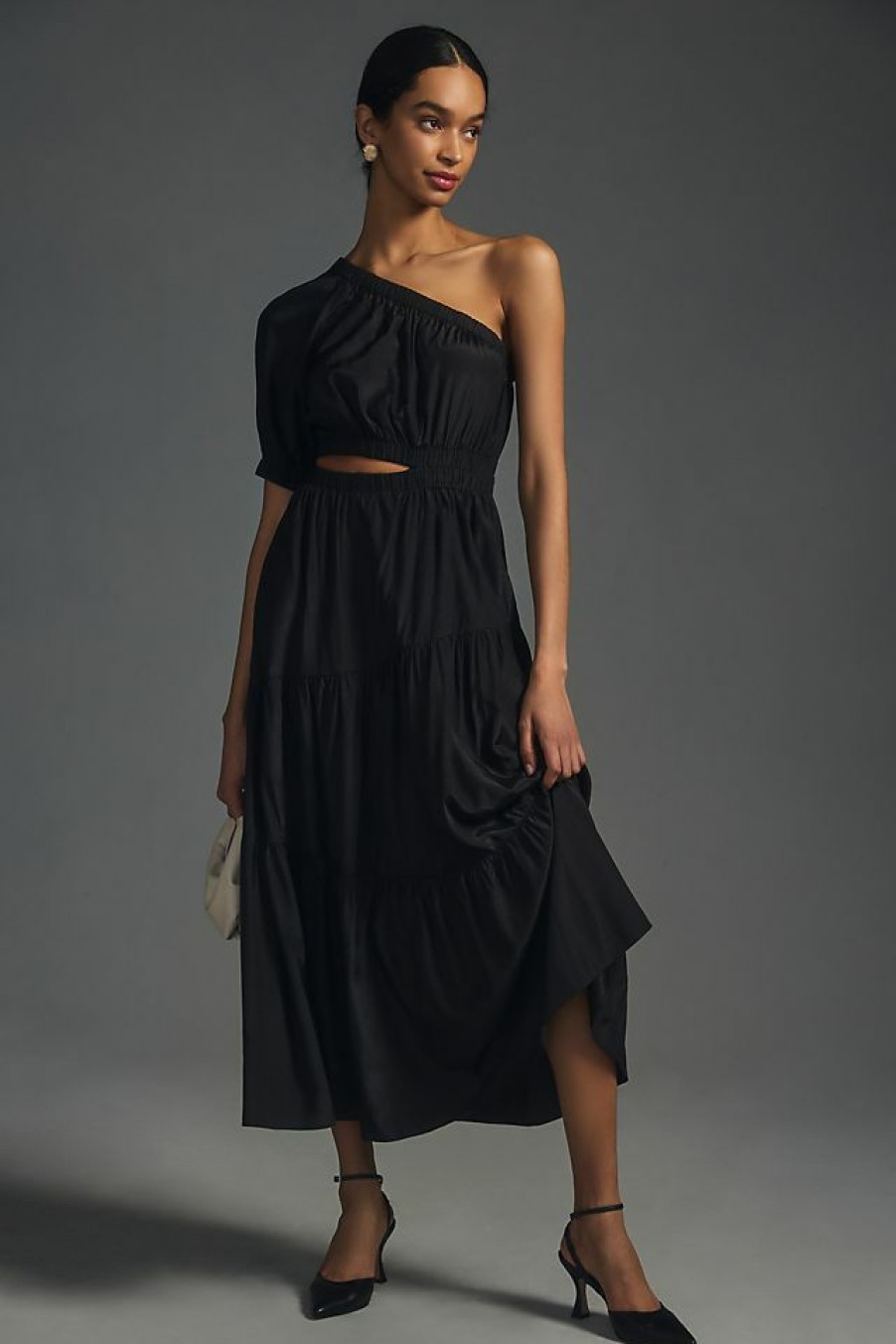 Getaway & Resort Wear * | Coupon Moon River One-Shoulder Cutout Dress Black