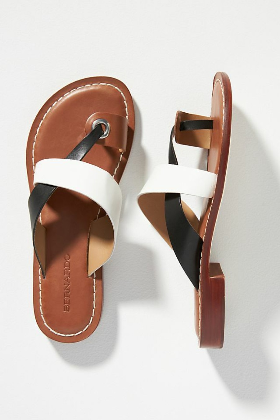 Getaway & Resort Wear * | Brand New Bernardo Tia Cross-Strap Sandals Black & White