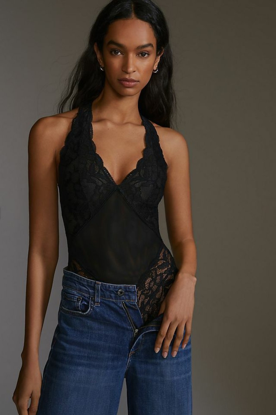 Intimates & Lingerie * | Deals Clo Intimo Fortuna Lace Bodysuit Black