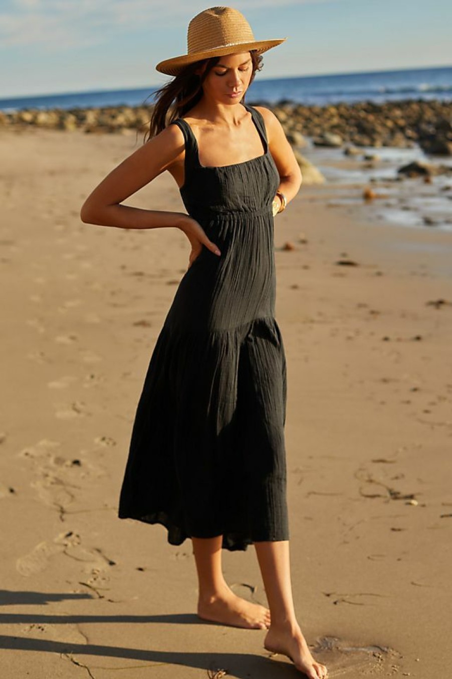 Getaway & Resort Wear * | Wholesale By Anthropologie Tiered Dress Black