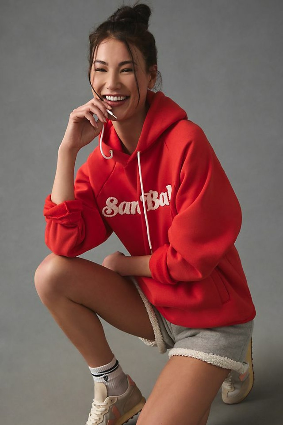 Activewear * | Cheap Beach Riot Alissa Santa Babe Hoodie Light Red