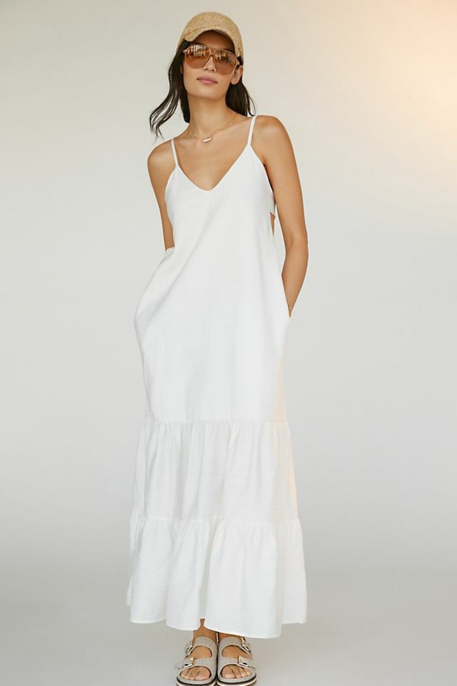 Getaway & Resort Wear * | Discount Peixoto Parker Tie Midi Dress Patched White