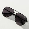 Getaway & Resort Wear * | Outlet Quay High Key Rhinestone Oversized Aviator Sunglasses Black