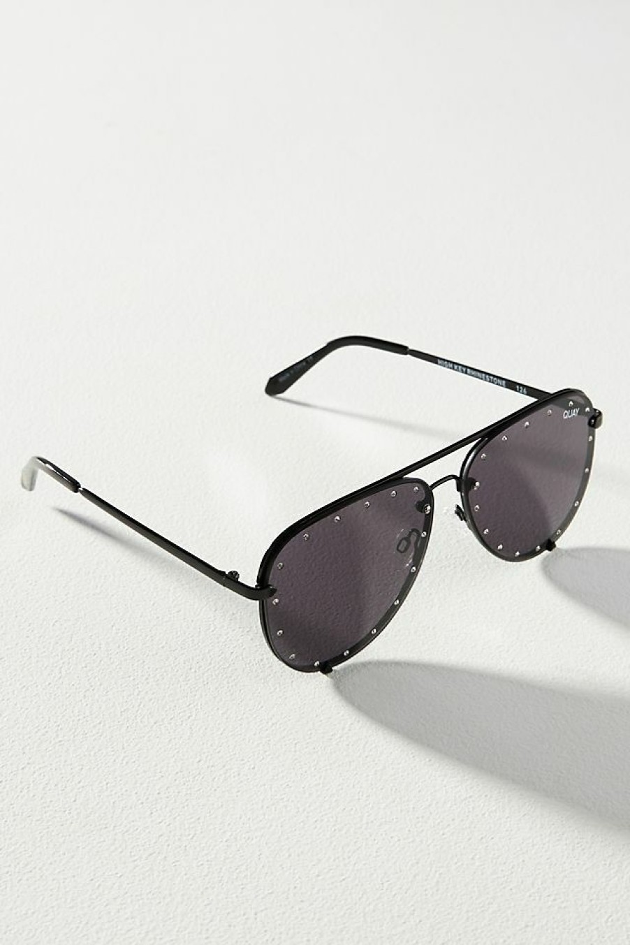 Getaway & Resort Wear * | Outlet Quay High Key Rhinestone Oversized Aviator Sunglasses Black