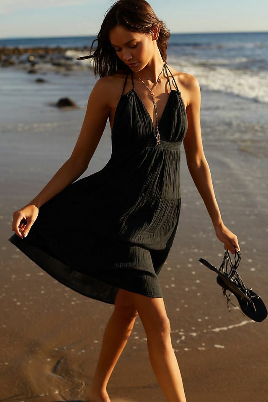 Getaway & Resort Wear * | Best Sale By Anthropologie V-Neck Dress Black