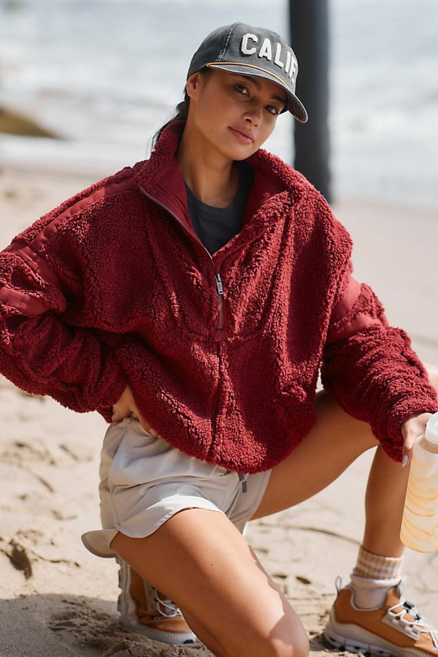 Activewear * | Budget Free People Movement Nantucket Fleece Pullover Crimson