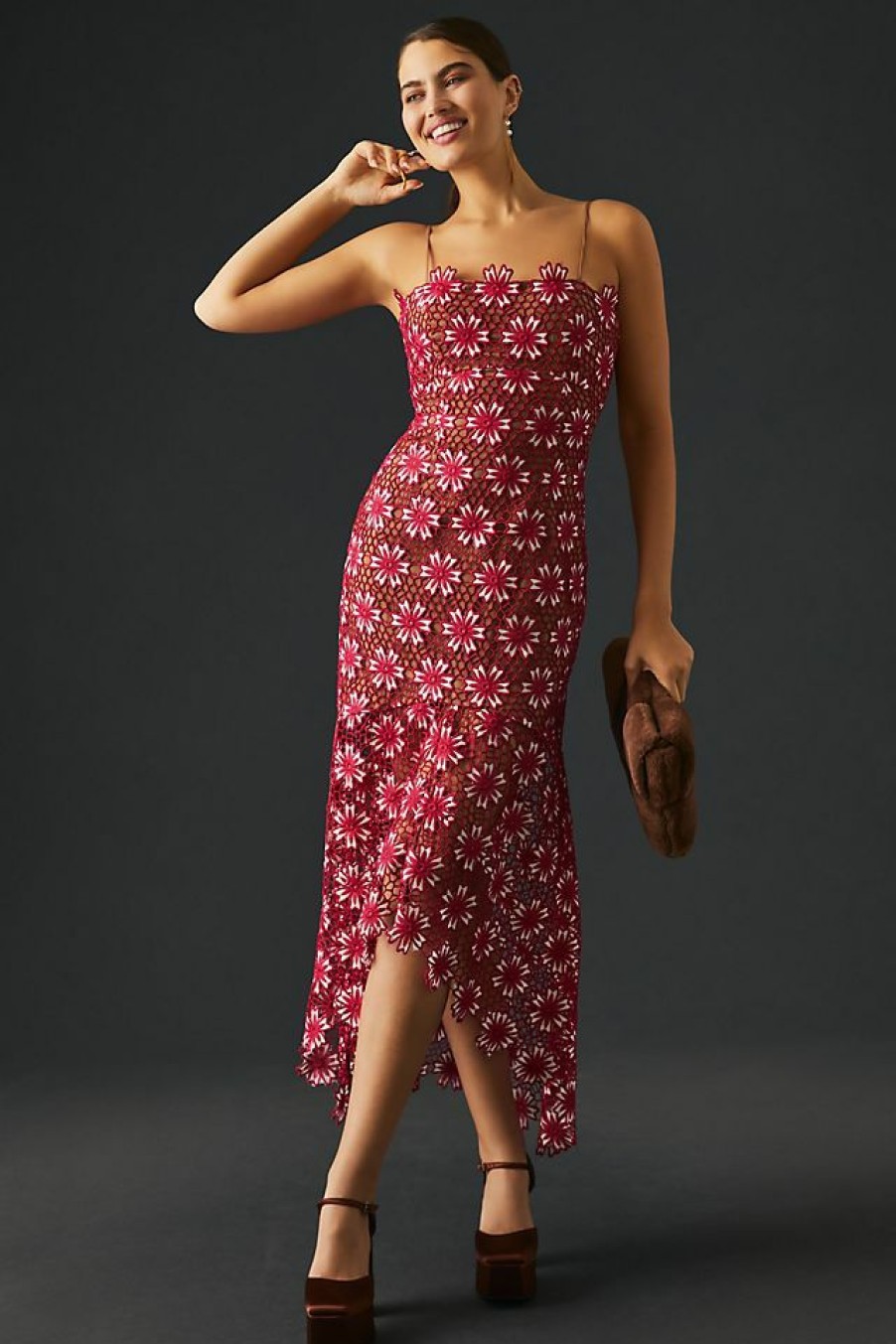 Getaway & Resort Wear * | Discount Elliatt Floral Crochet Dress Pink