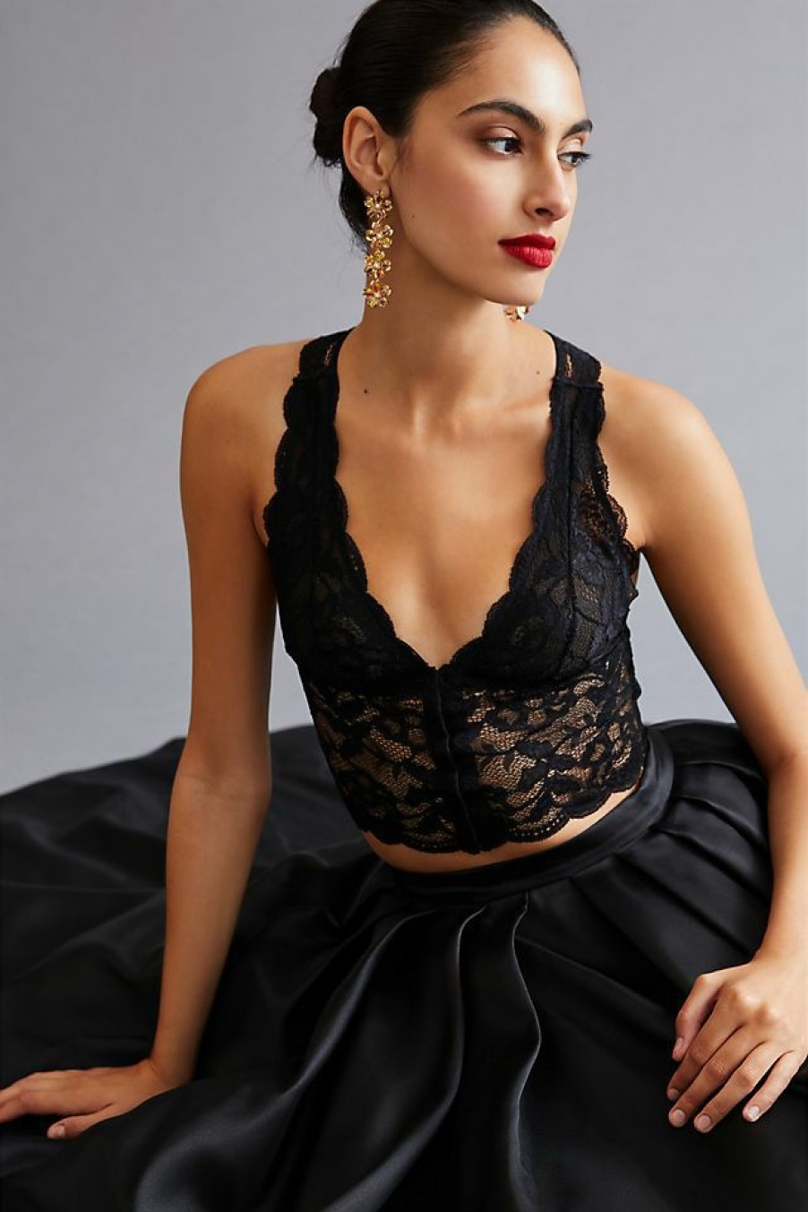 Intimates & Lingerie * | Top 10 Clo Intimo Fortuna Lace Racerback Bra Black