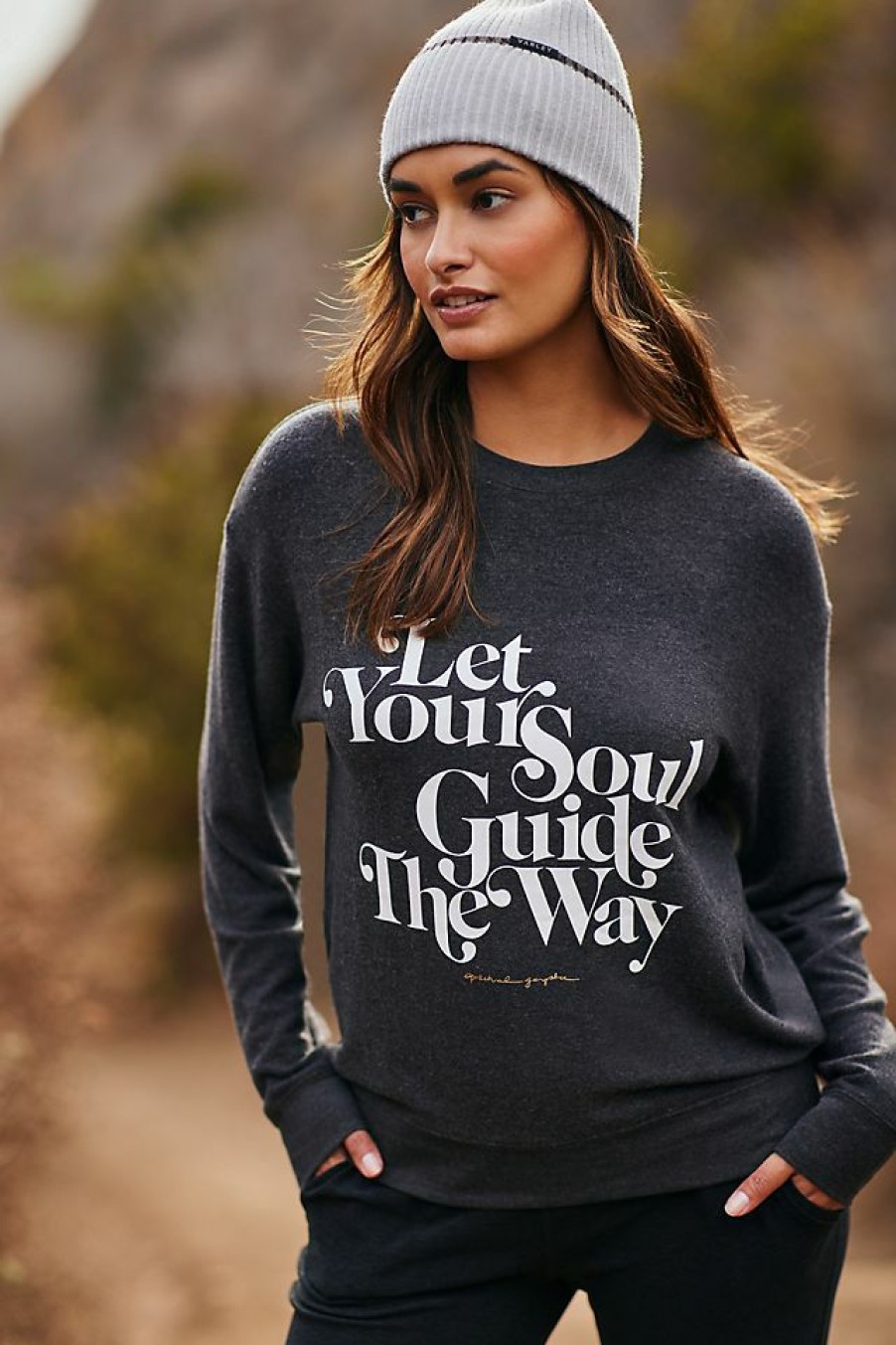 Activewear * | Best Sale Spiritual Gangster Guide The Way Relaxed Savasana Sweater Carbon