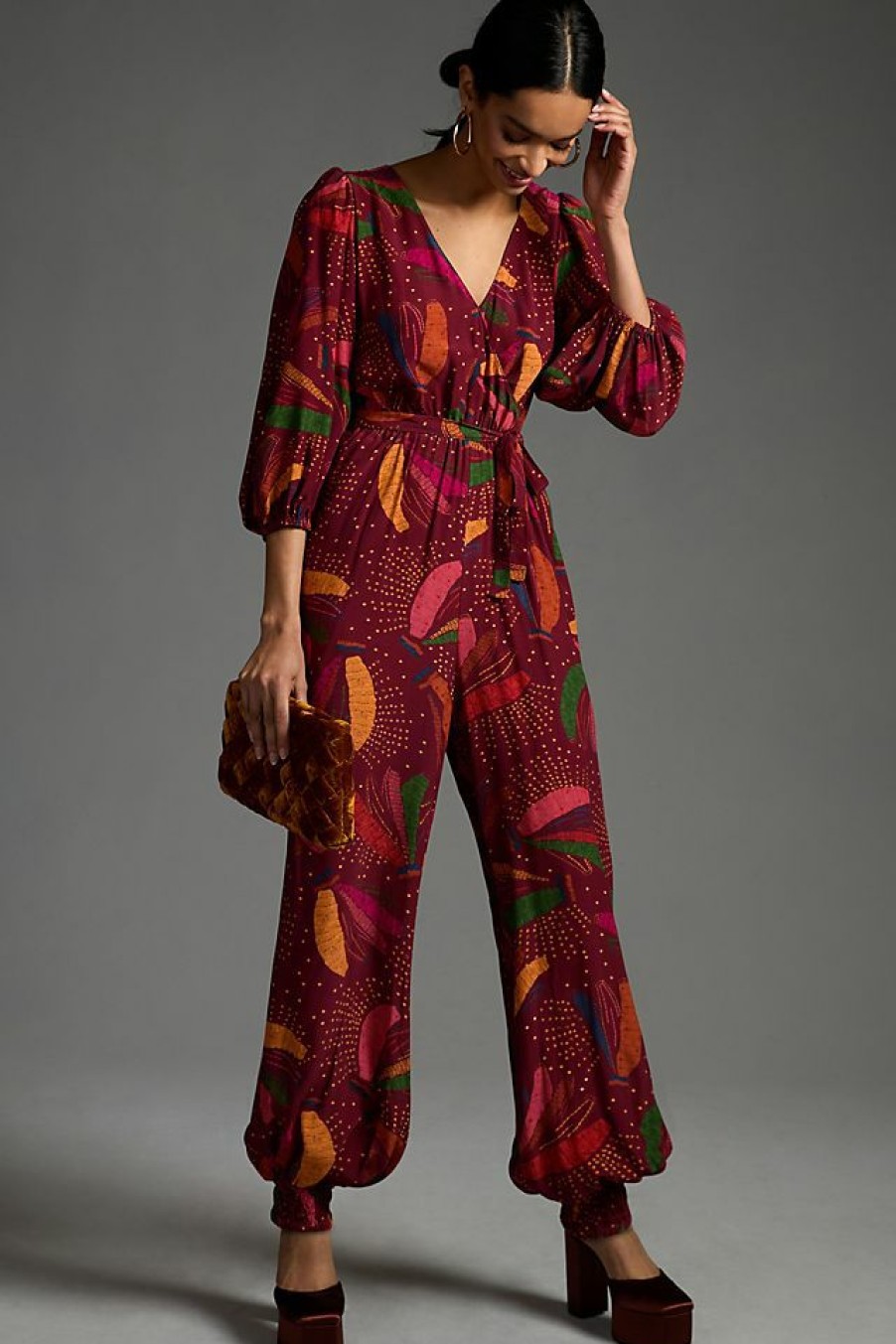 Getaway & Resort Wear * | Brand New Farm Rio Wrap Jumpsuit Red