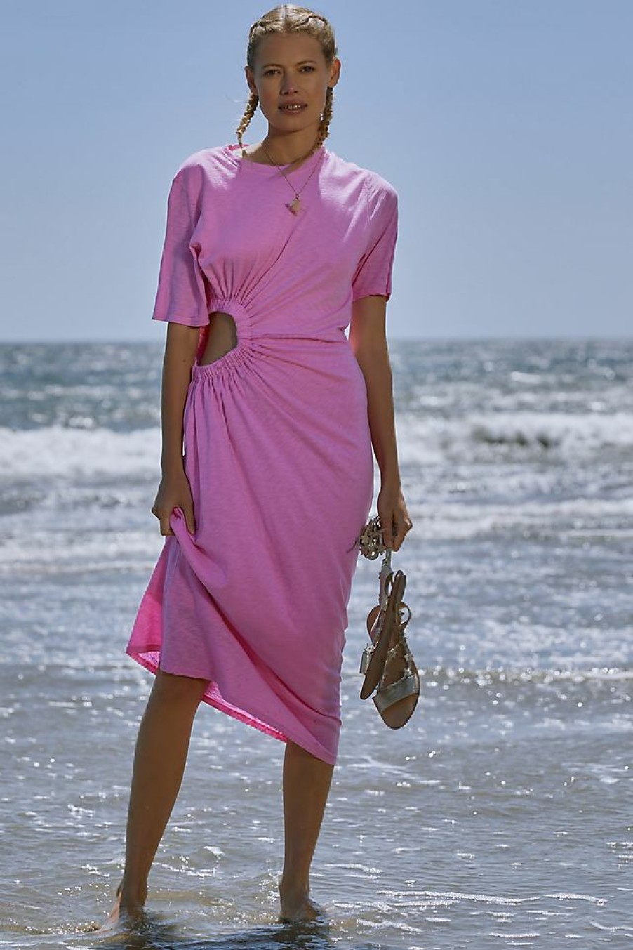 Getaway & Resort Wear * | Outlet Stateside Cutout Maxi T-Shirt Dress Pink